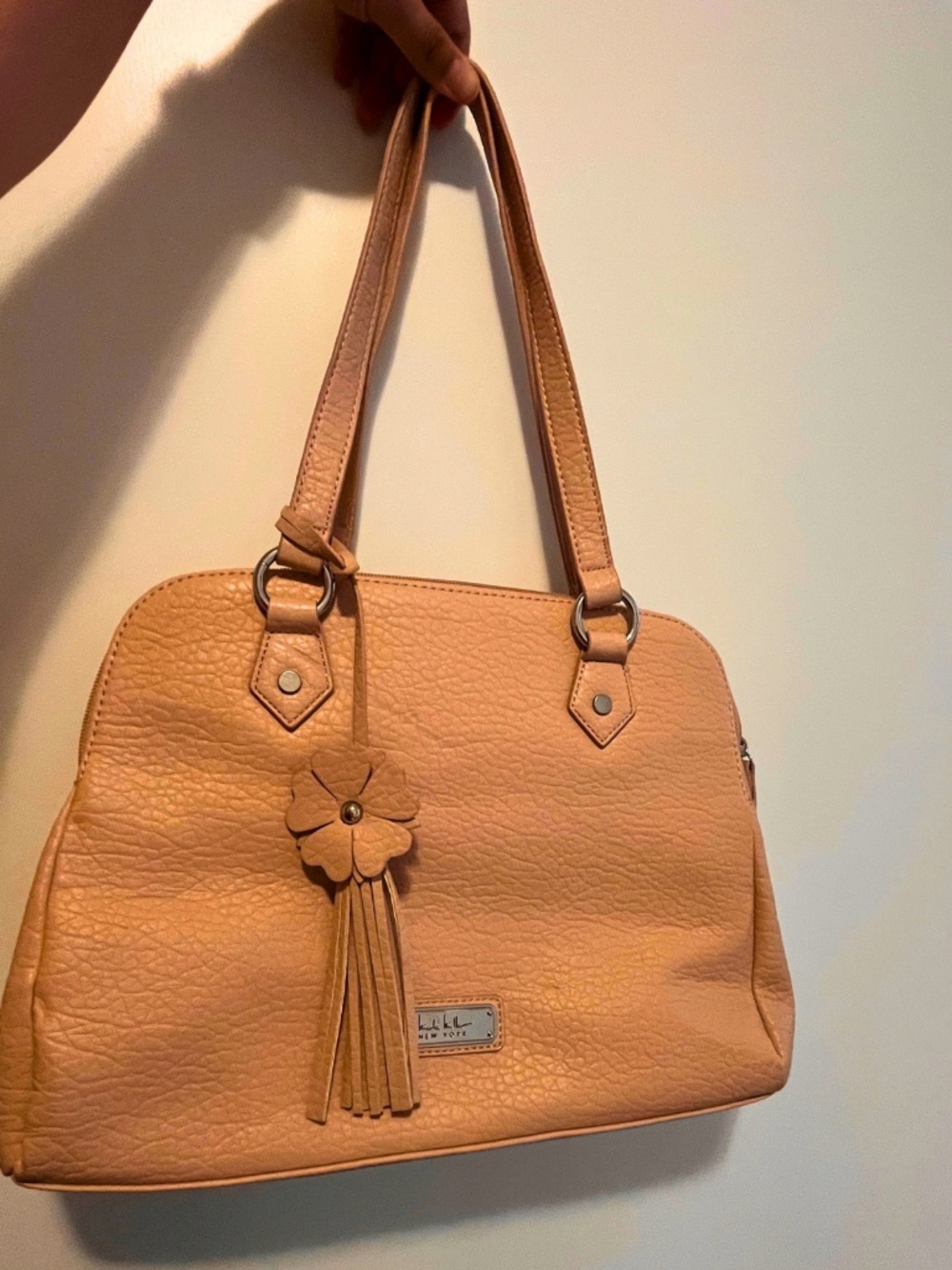 Nicole Miller Blush Pink Faux Leather Satchel Handbag